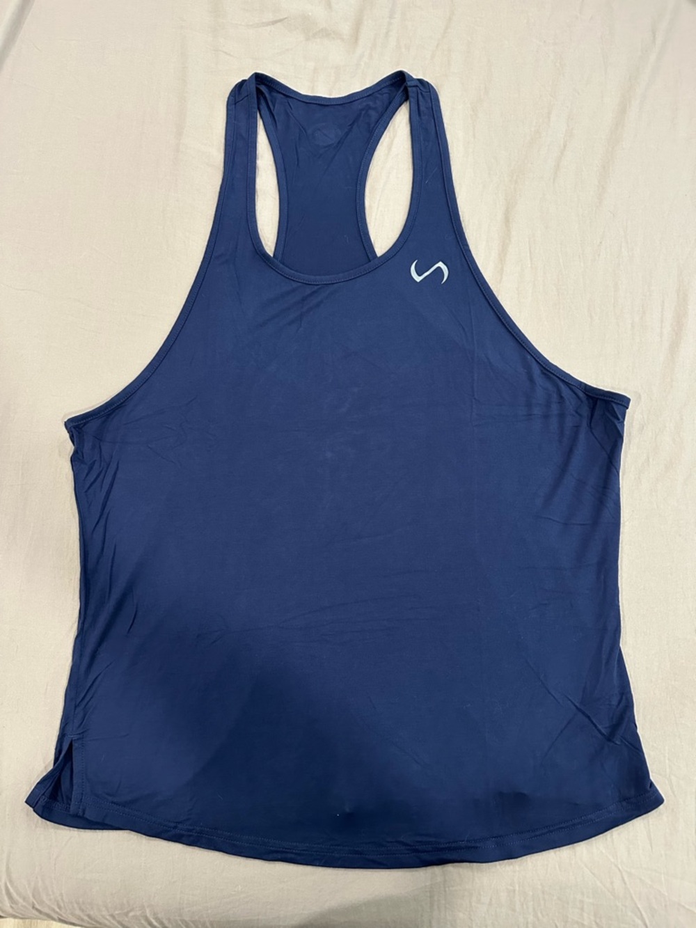 Men's Navy Bamboo Performance Racerback Tank Top with Small Logo